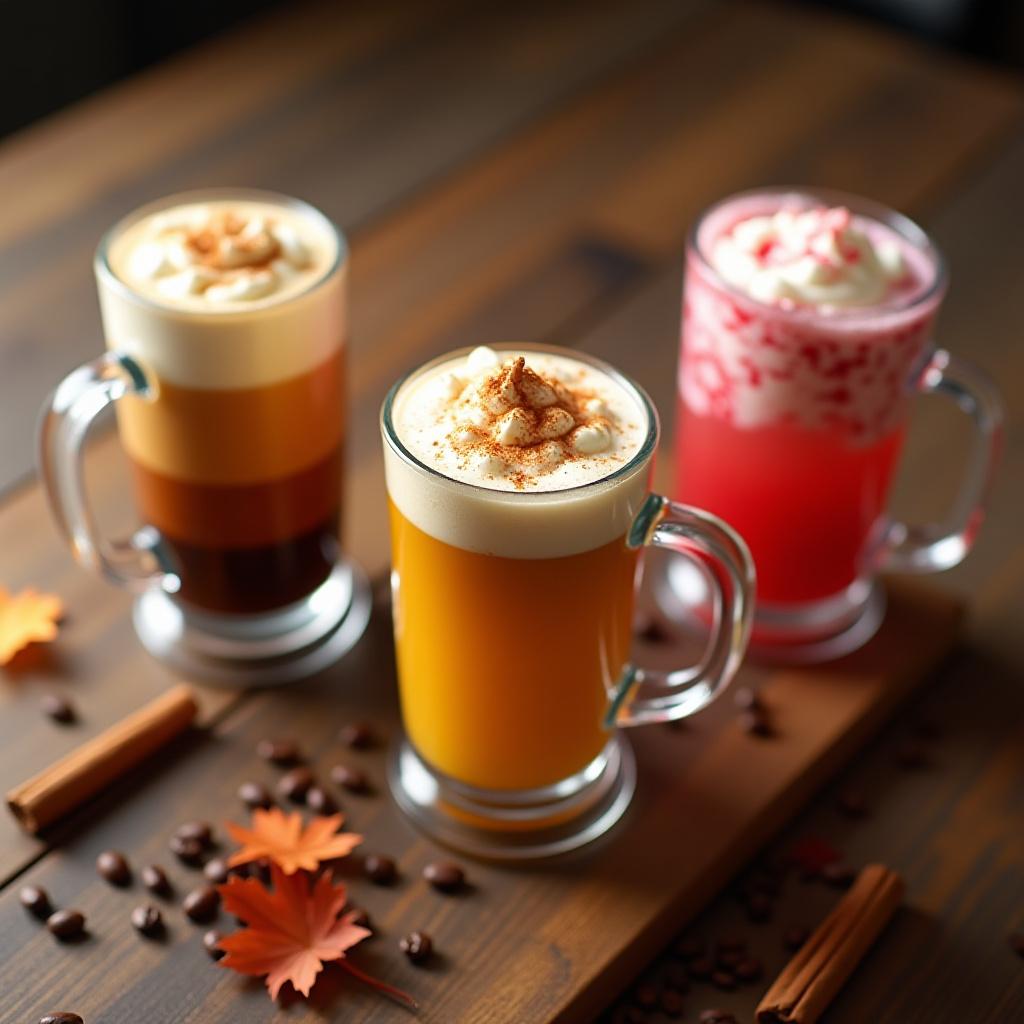 Bevande caffè colorate stagionali